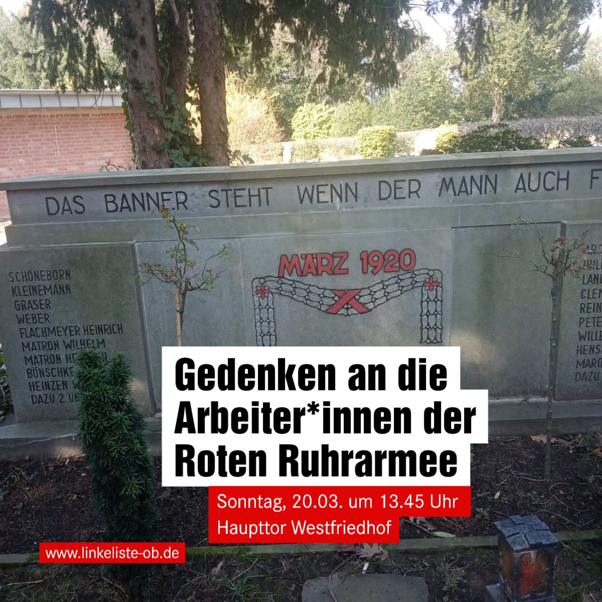 DIE LINKE, Paroli e.V. und VVN/BdA erinnern am Sonntag an die Märzgefallenen der Roten Ruhrarmee